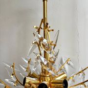 Rafael Tormo 6-light chandelier in gold metal and transparent tassels