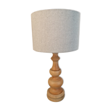 Vintage table lamp year 1980 in turned wood.