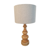 Vintage table lamp year 1980 in turned wood.