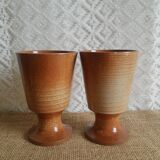 Duo of mazagran cups in vintage Montgolfier sandstone