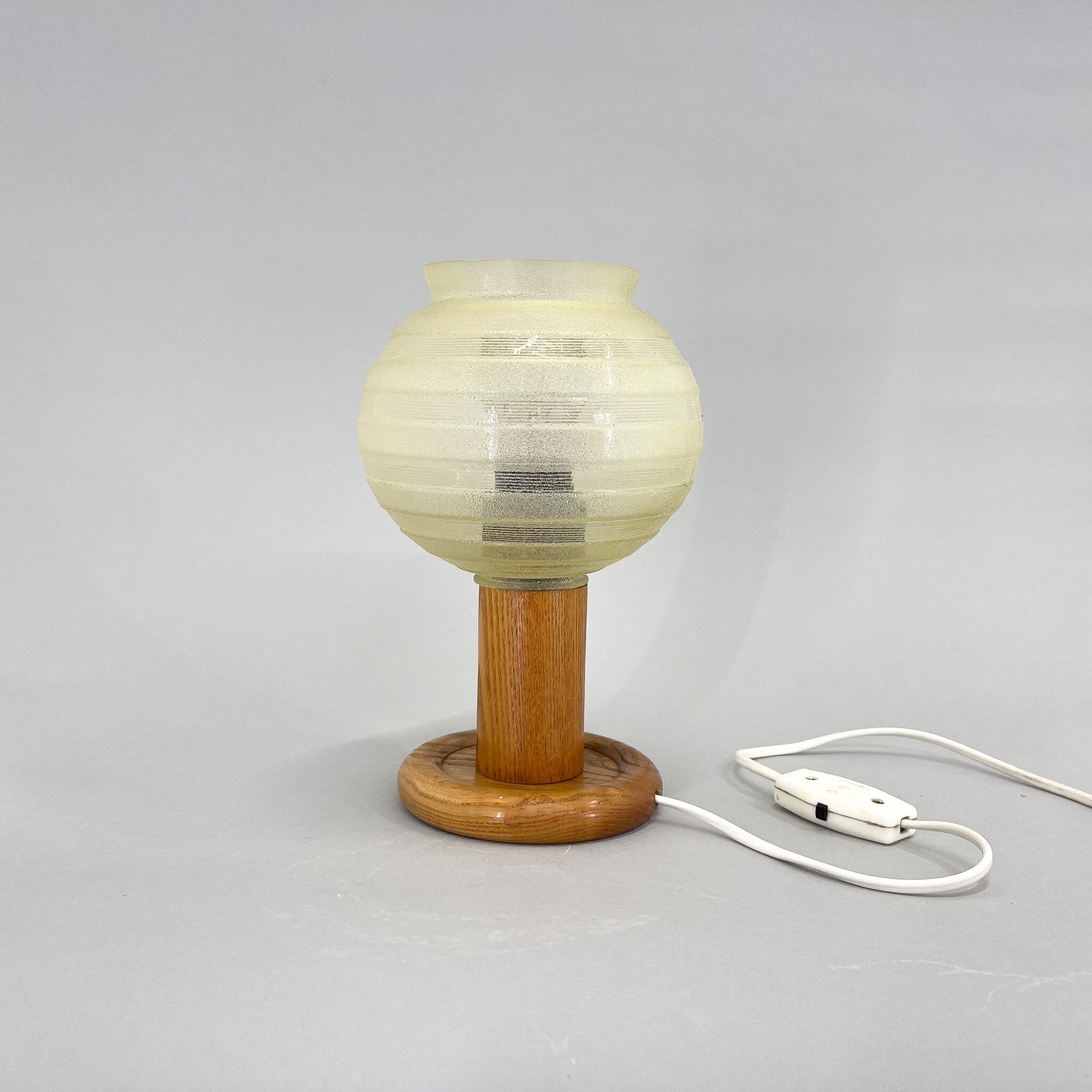 Mid-century Wood & Glass Table Lamp, 1970s