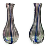 Paire de vases en verre en forme de gourde avec décoration tourbillonnante