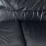 Canapé vintage en cuir noir