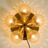 1960s Space Age brass ceiling lamp with 5 glass balls