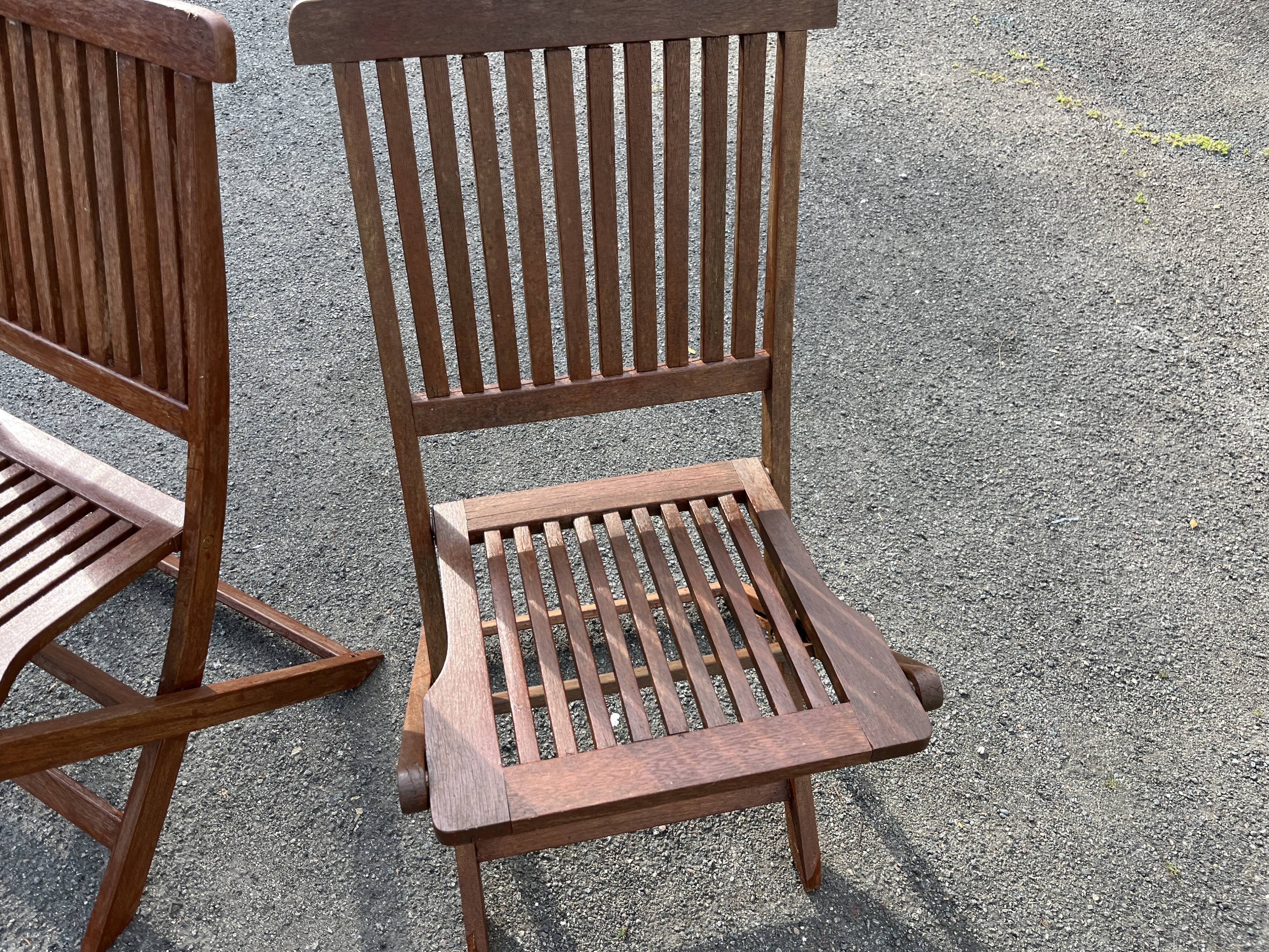 Set of 2 folding teak garden chairs