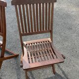 Set of 2 folding teak garden chairs