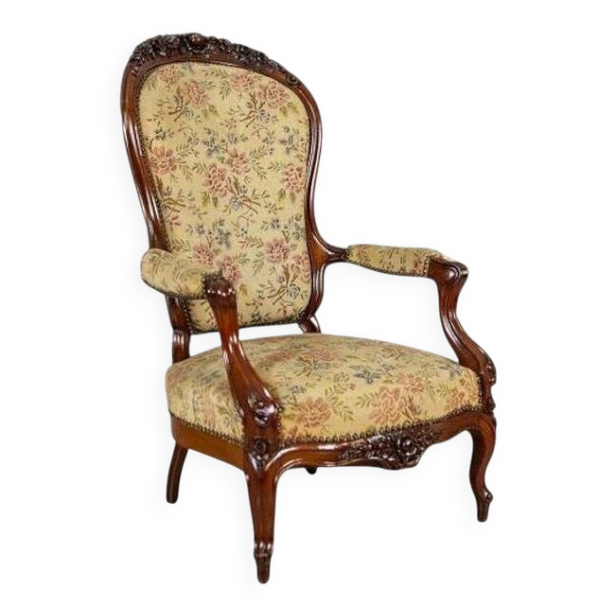 Antique Baroque Revival Armchair, 1890s