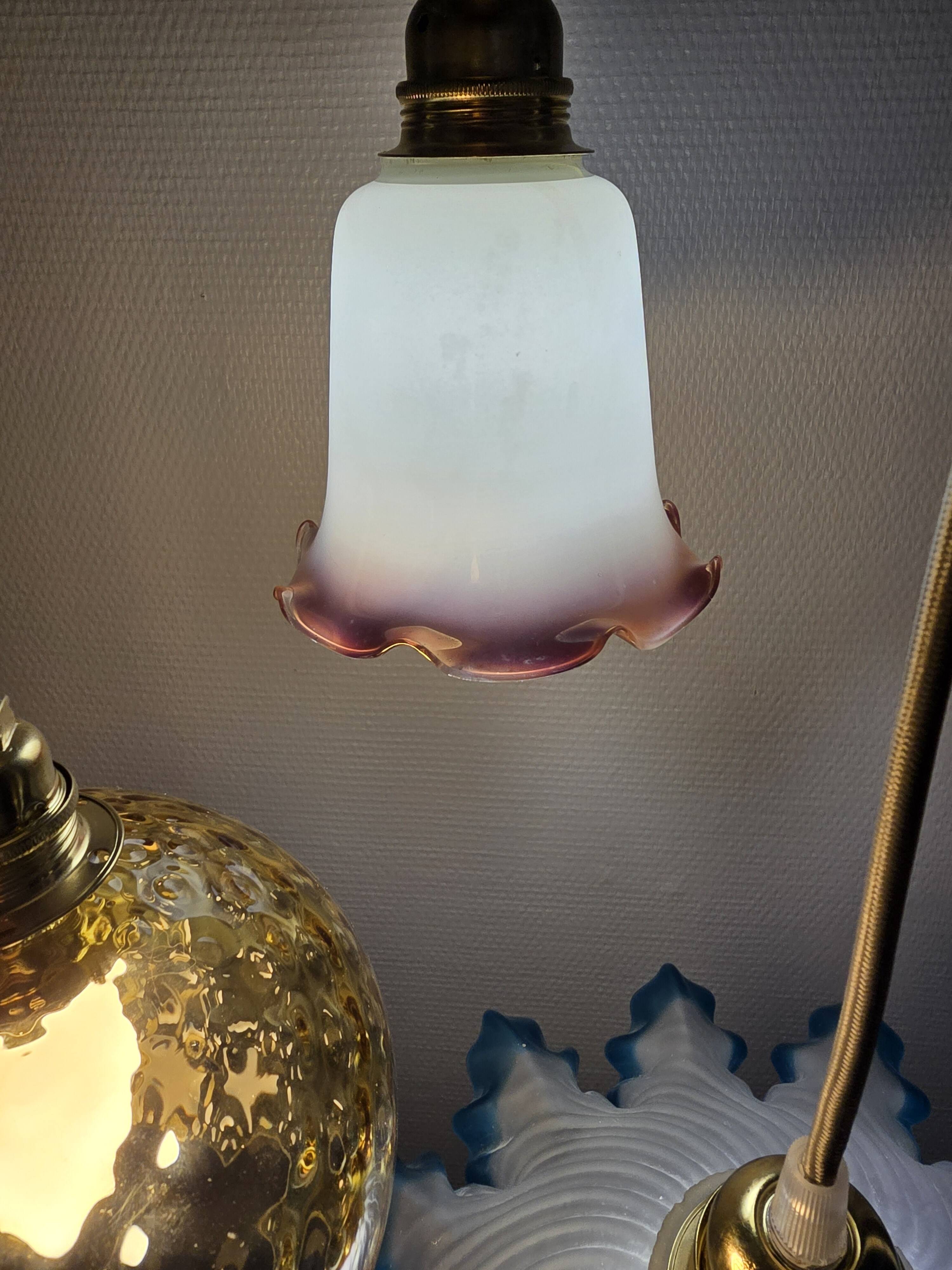 Suspension 3 globes en verre et 3 couleurs