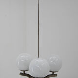 Nickel-plated three flamming functionalist chandelier, 1930s