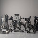 Groupe sculptural « D'après Picasso » en métal, hommage à Guernica, fin du XXe siècle