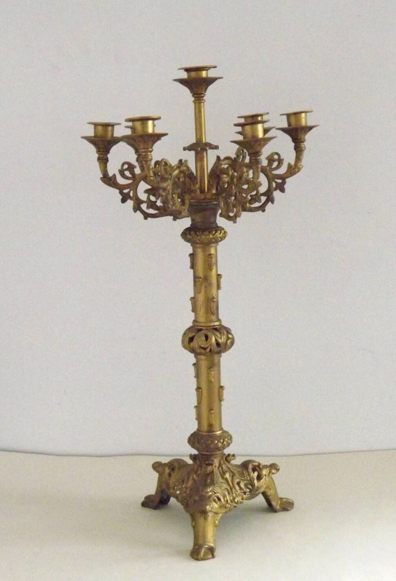 Magnificent French Louis XVI Style Bronze Seven-Light Candelabra LF Paris