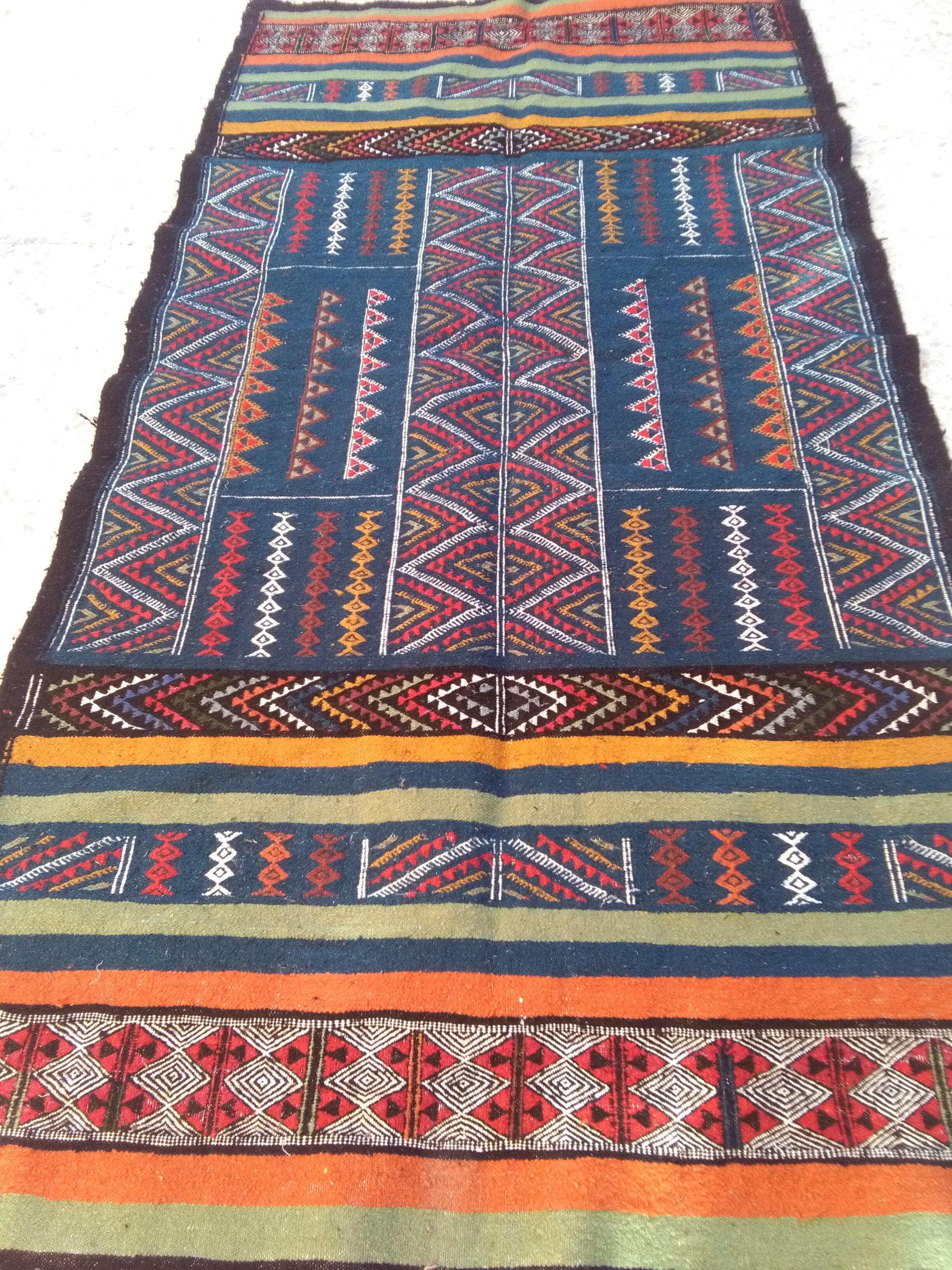 Carpet kilim blue in wool 97x198cm