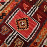 4x11 Kilim Long Wide Dark Red Handwoven Vintage Kilim Runner Rug, 104x317