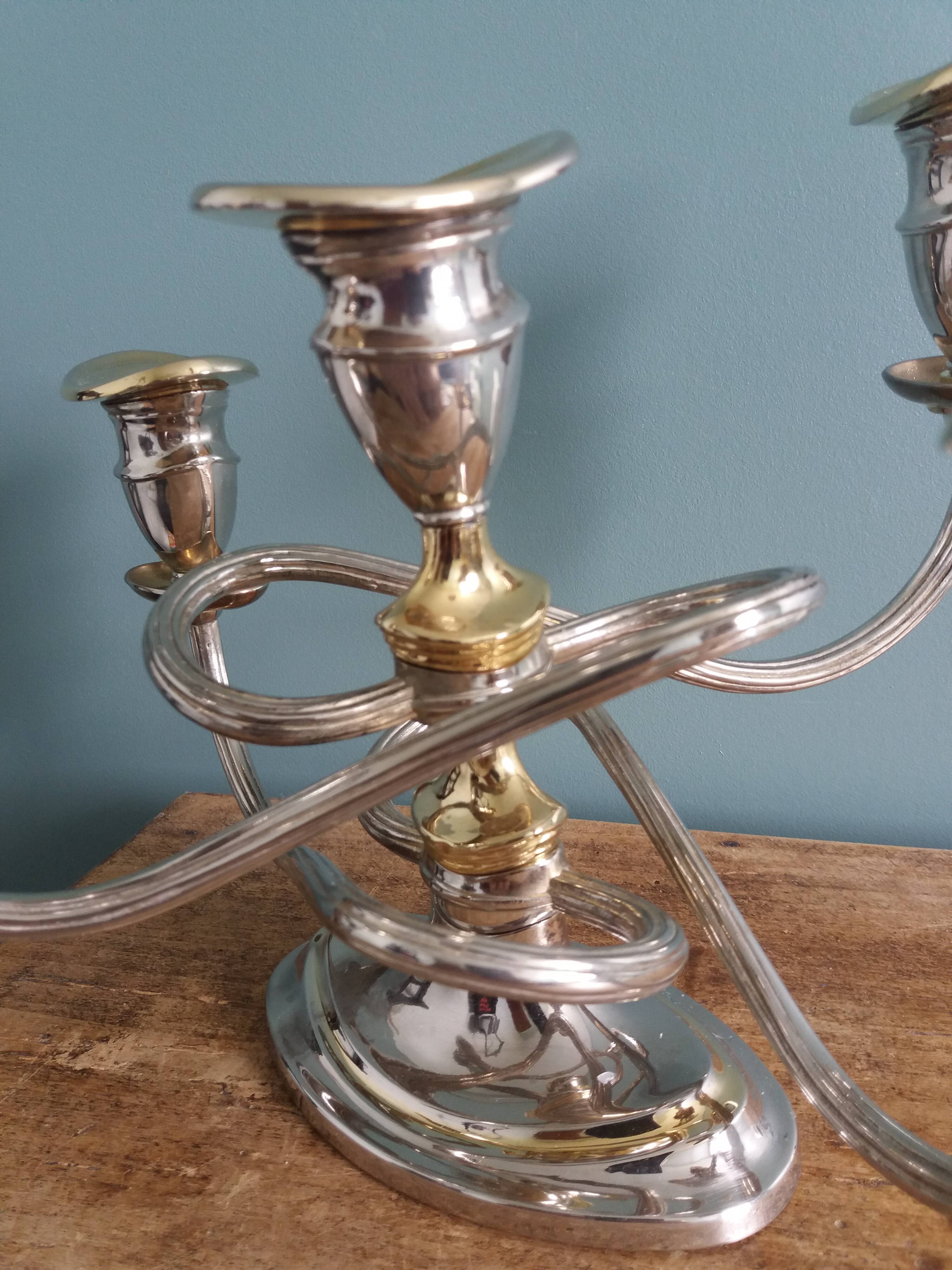 Medusa chandelier in silver and gold metal