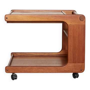 Mid-Cenntury C-Shaped Bar Trolley in Teak by K.T. Møbler