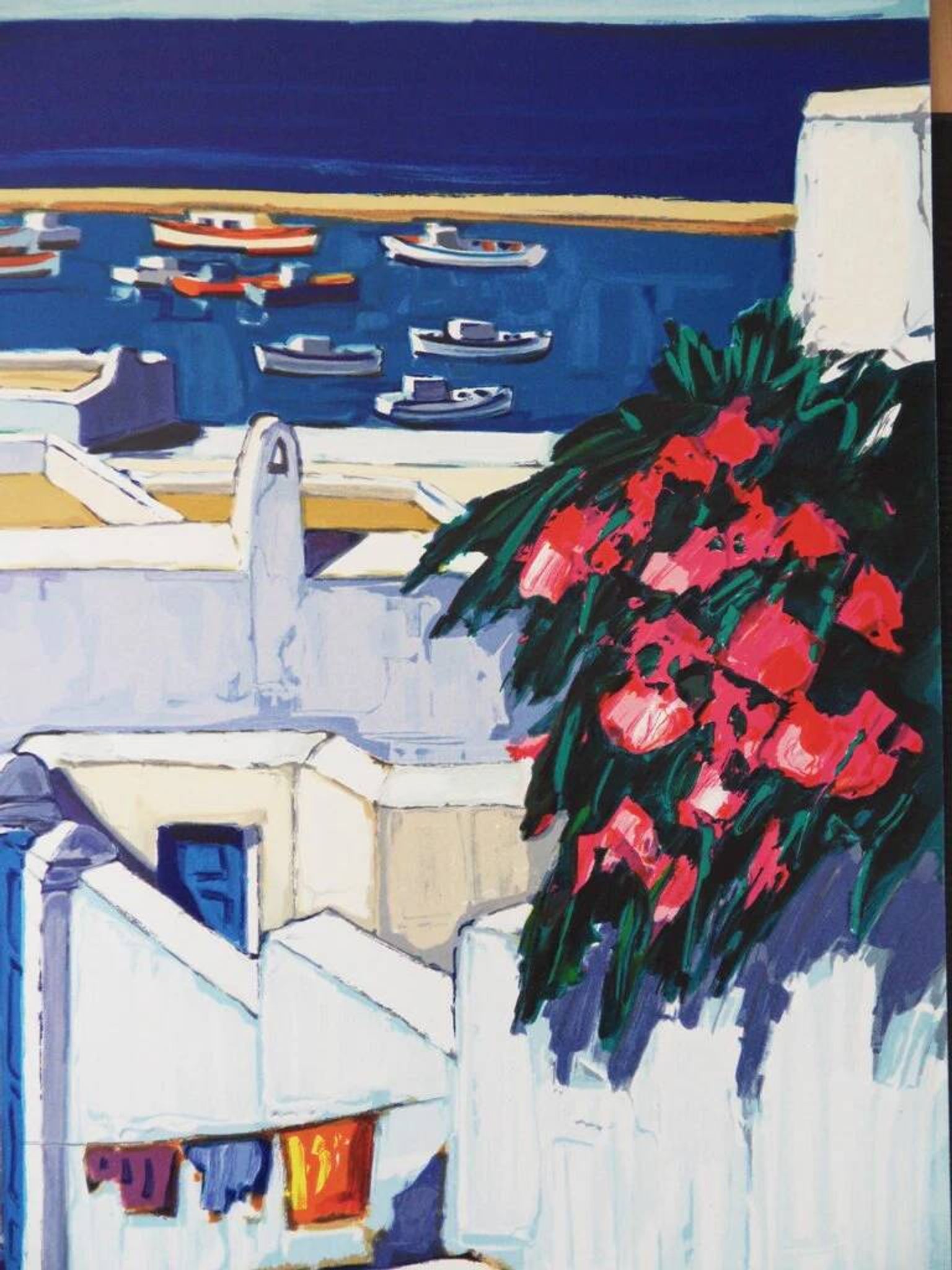 Jean Claude Quilici: Summer in Mykonos, original signed lithograph