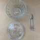 Old Molded Glass Candy Box + Sugar Tongs