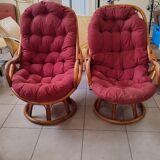 Set of 2 rattan armchairs