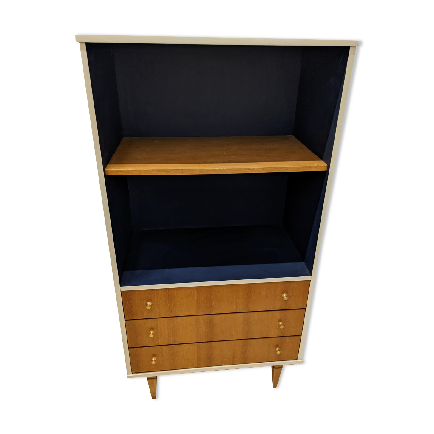 Vintage wooden storage cabinet / chest of drawers spindle feet / bookcase / column