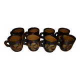 Set of 8 large enameled terracotta cups