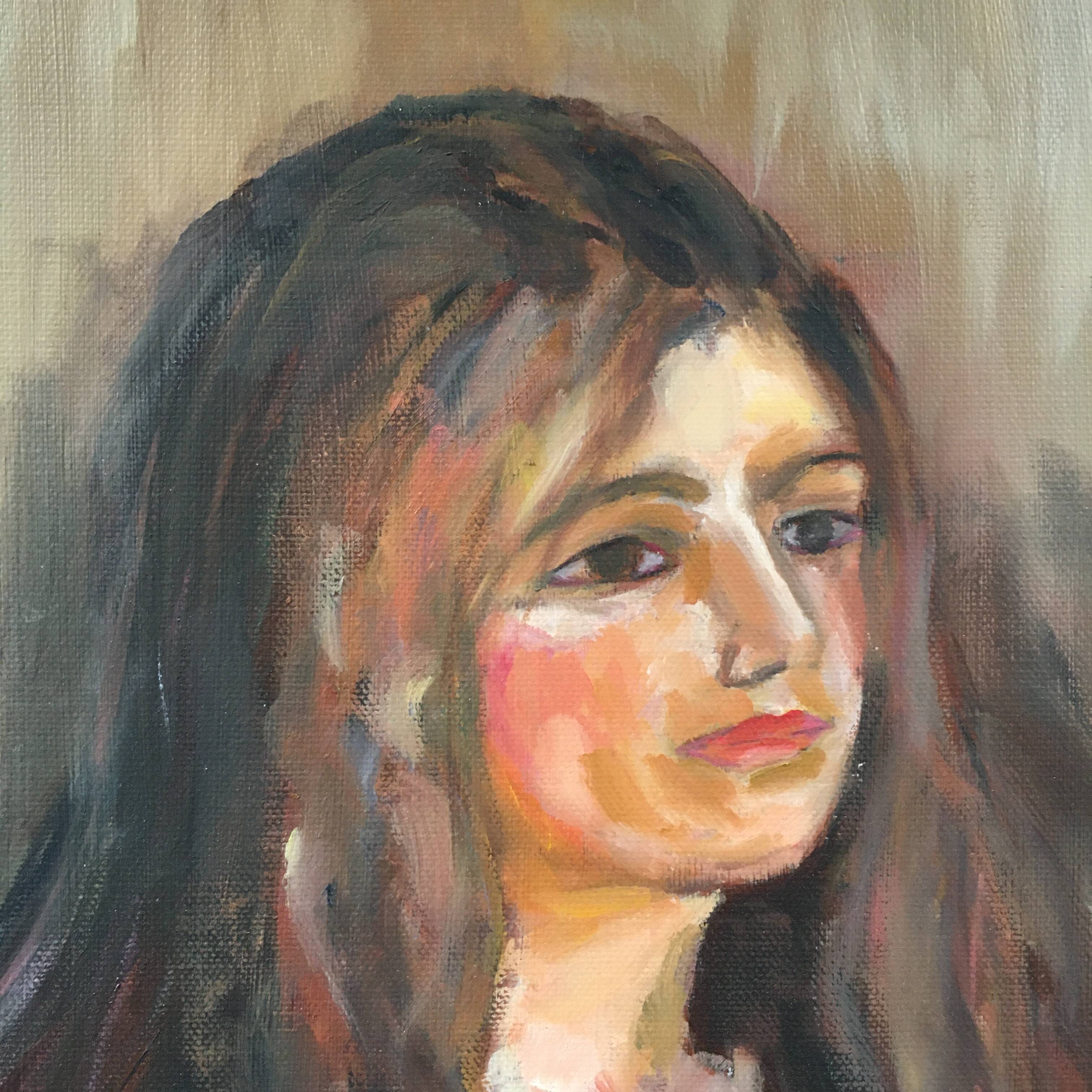 Tableau jeune femme aux cheveux longs