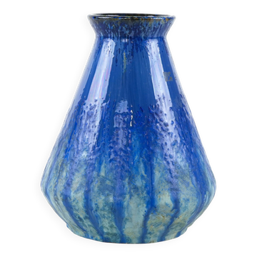 Vase en céramique bleue, design danois, années 1960, fabriqué au Danemark