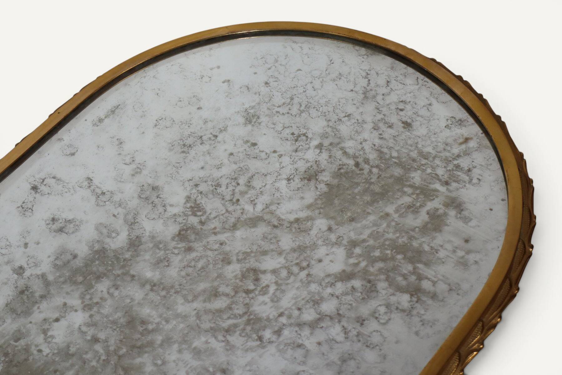 Maison Baguès coffee table in gilded bronze and aged mirror – 1950s