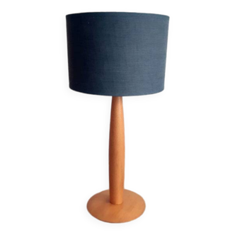 Solid beech table lamp with brown lampshade
