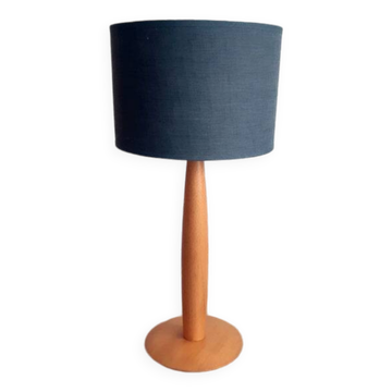 Lampe à poser en hêtre massif abat-jour marron