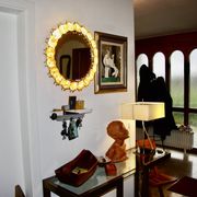 Vintage circular mirror in gold brass by christoph palma austria 1960