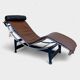 LC4 brown leather by Le Corbusier, Jeanneret & Perriand, Cassina, 1980
