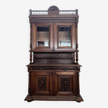 Renaissance Style Library Buffet In Carved Solid Walnut