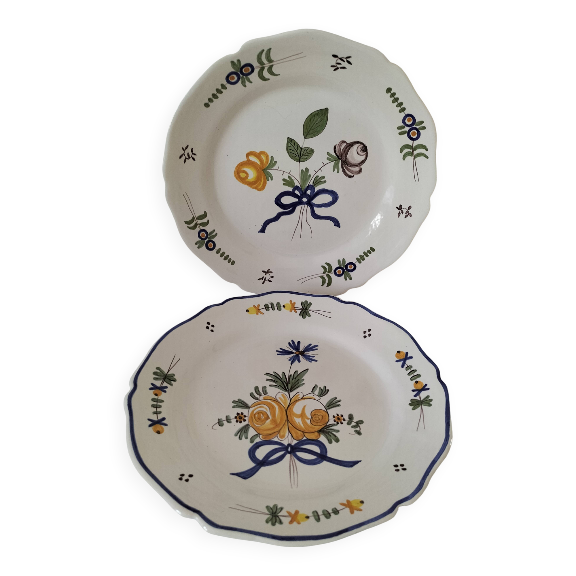 Pair of antique hand-painted plates