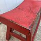 Red end of bed bench in solid wood with cracked effect Chinese style 1950