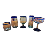 Set of large mouth-blown glasses