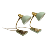 Mid-century night lights in mint green and gold