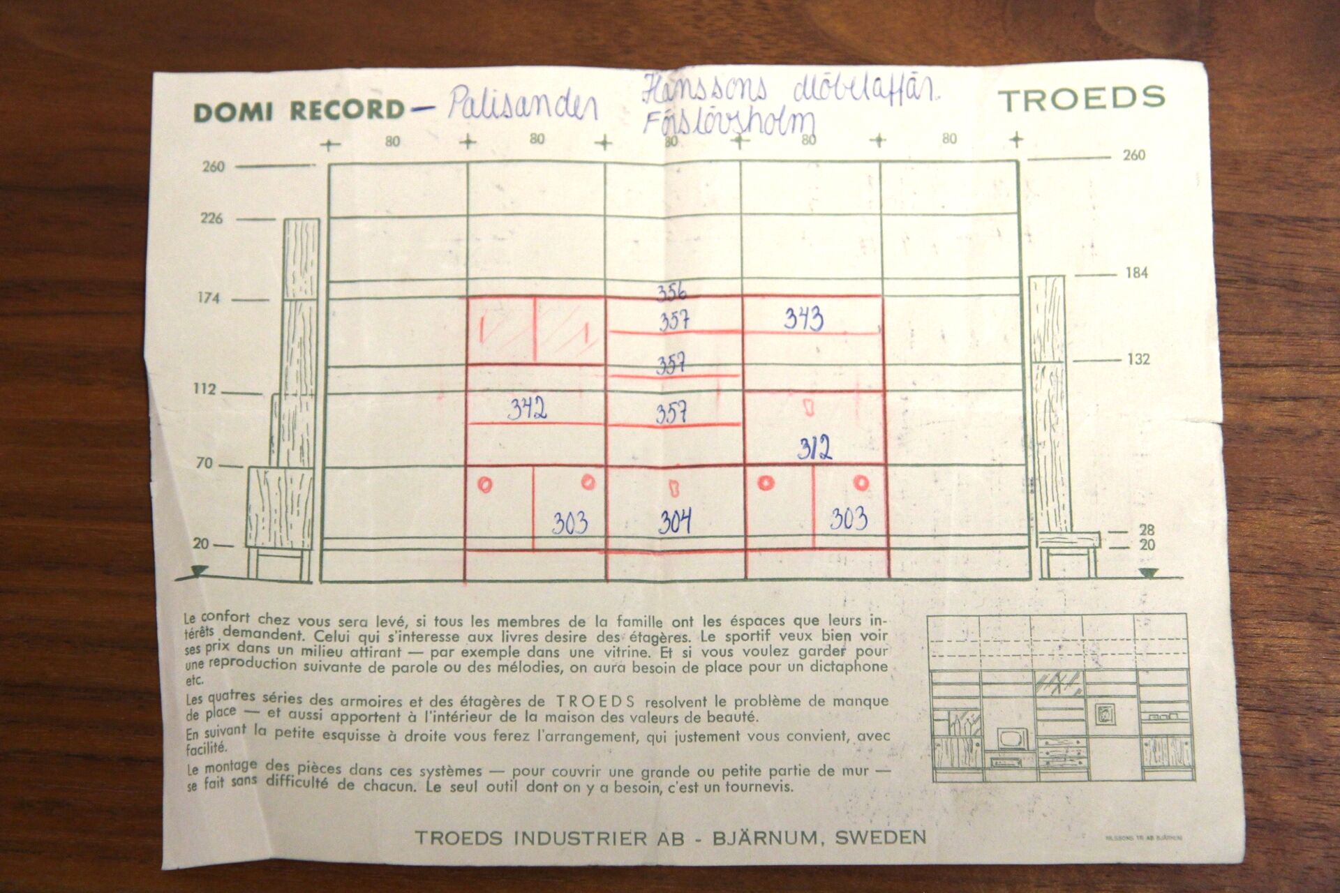 Scandinavian triple bookcase "Domi Record", Troeds, Bjärnum, Sweden, 1960