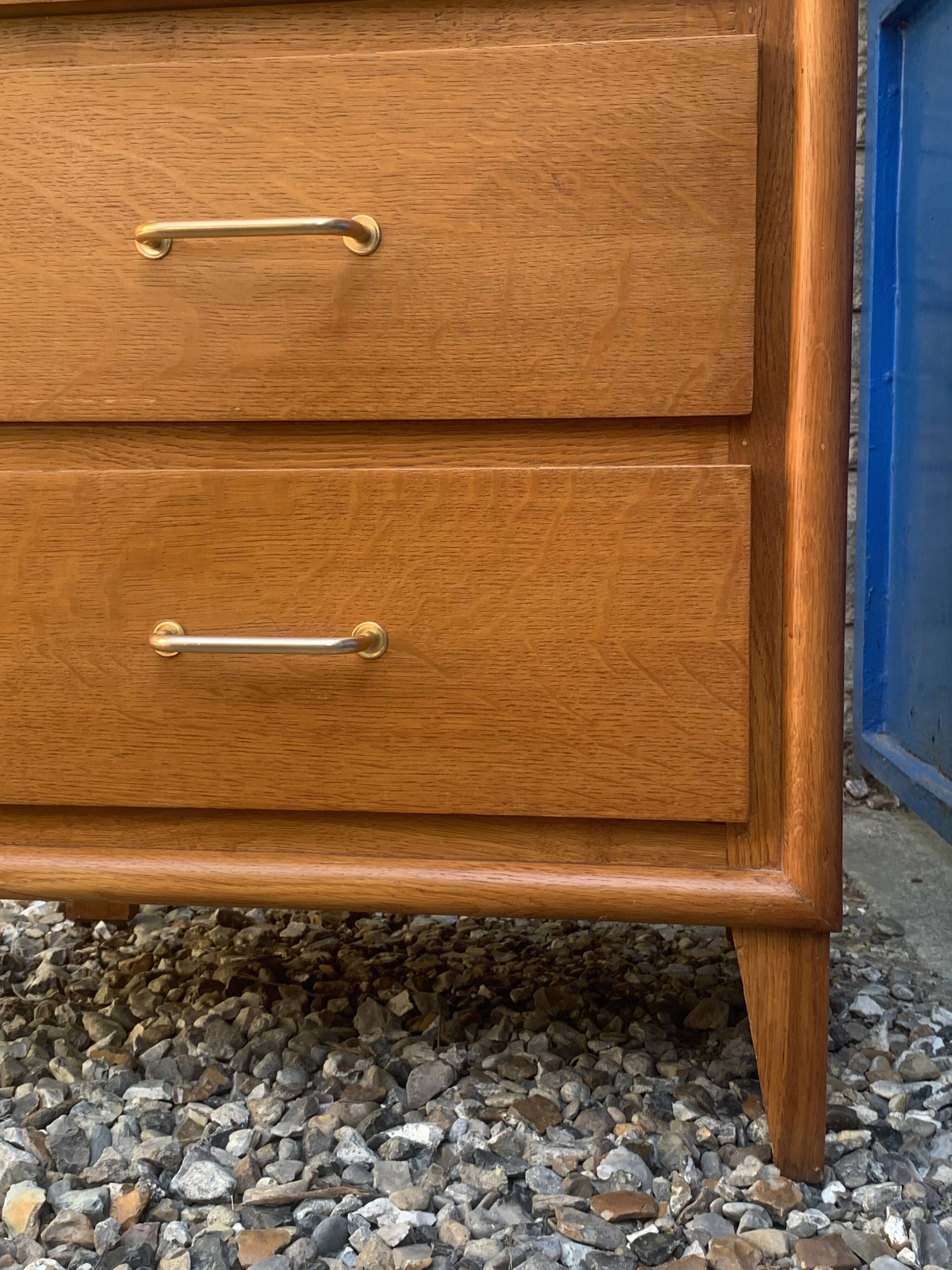 Vintage chest of drawers with oak compass legs, 1950s