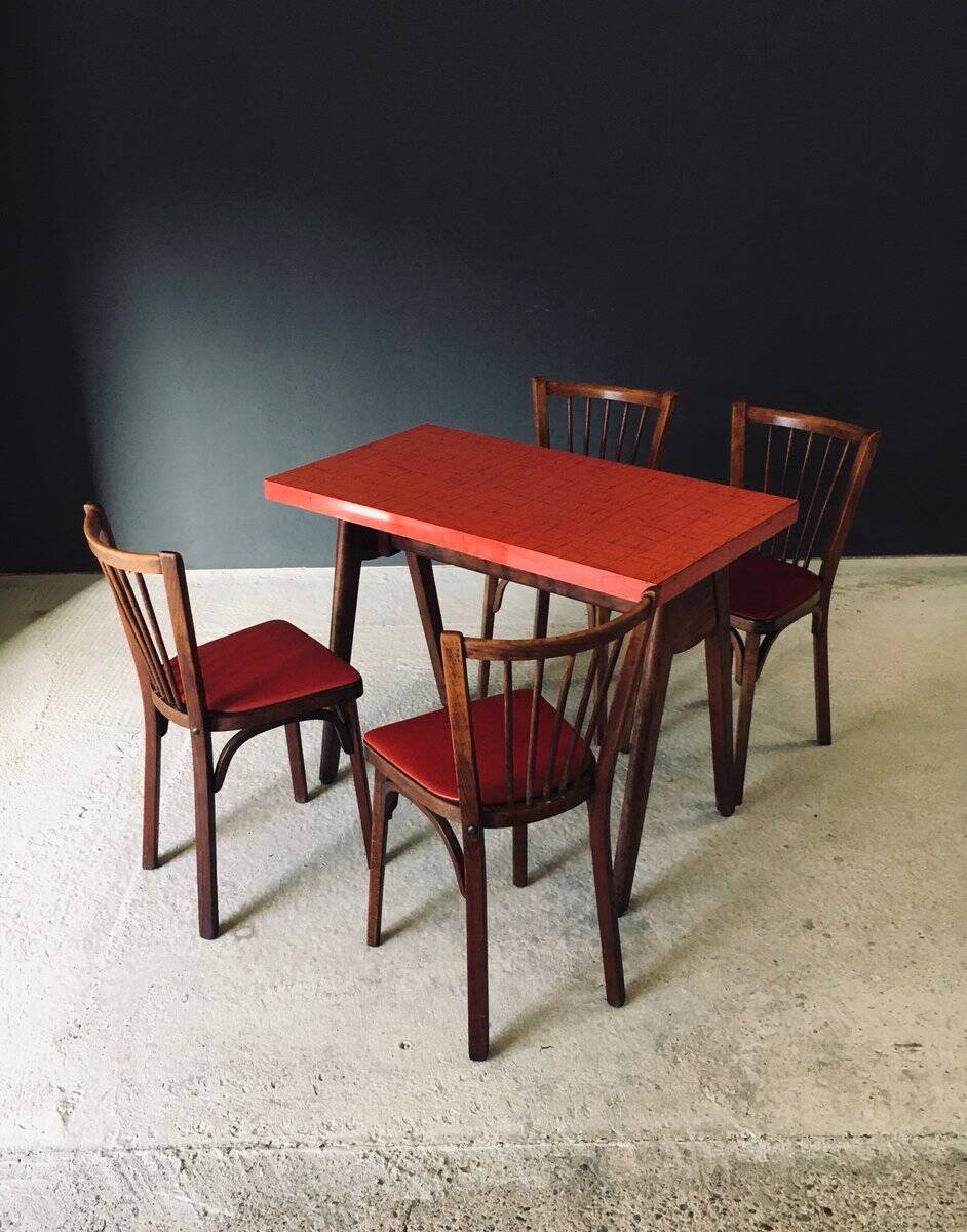 French Reconstruction Bistro Chairs from Baumann, 1950s, Set of 8