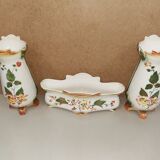 Pair of Vases + Planter Art Nouveau Barbotine / Faience