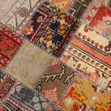 5x8 Handknotted Red Turkish Patchwork Rug, 242x173Cm