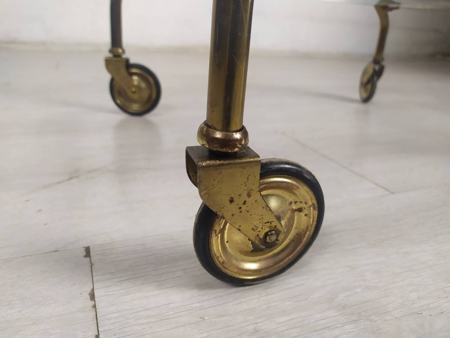 Vintage brass rolling cart
