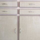 Buffet en formica blanc tramé vert des années 60