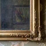 Antique gold patterned mirror