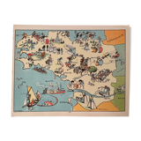 Old illustrated map of Brittany - JP Pinchon