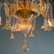 Venetian Chandelier In Golden Murano Glass, 6 Arms Of Light