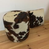 Pouf and cow cushion, leather