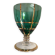 Set of 6 green and gold stemmed glasses