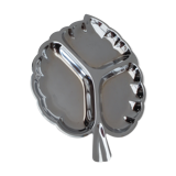 Plat inox , forme feuille compartimenté , pour présentation