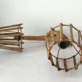 Double-branched rattan wall sconce